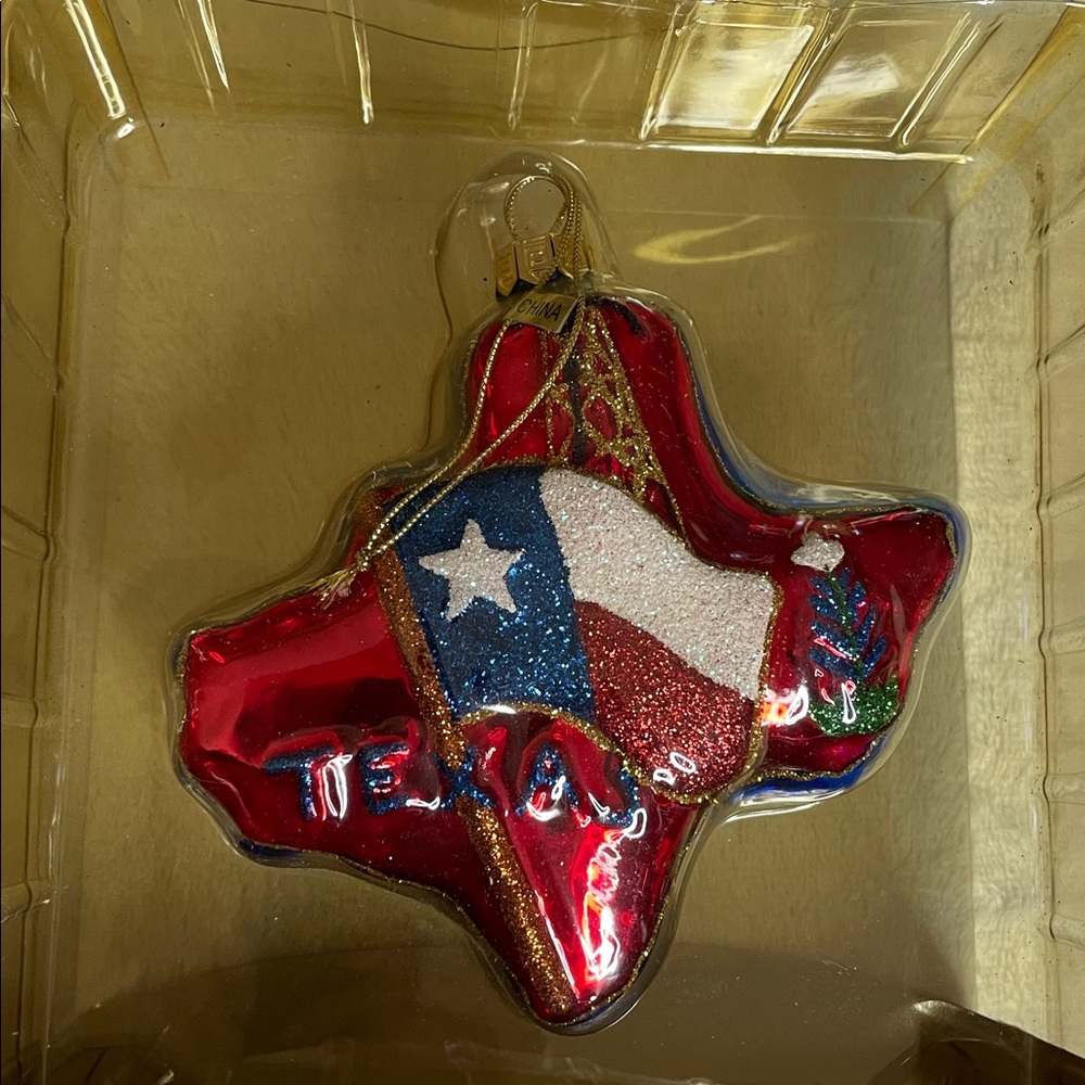 NIB Rare Vintage State of Texas Fitz and Floyd Glass Ornament - Picture 3 of 6